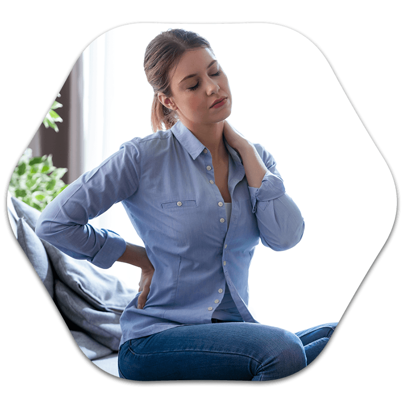 Rounded-Polygon-Symptom-Image.png Young Woman with Neck and Back Pain